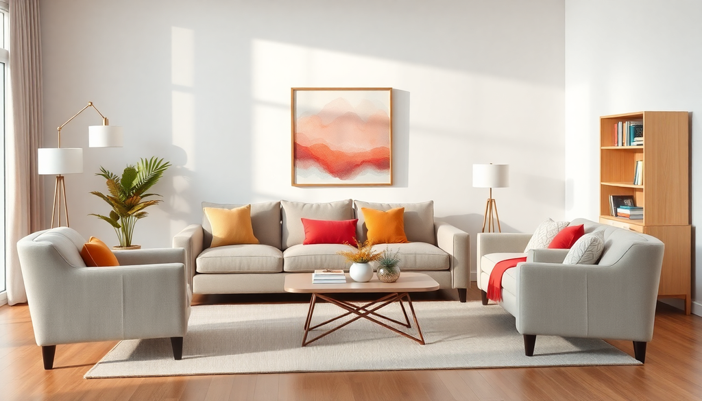 Mix large and small furniture pieces to achieve visual balance in a room